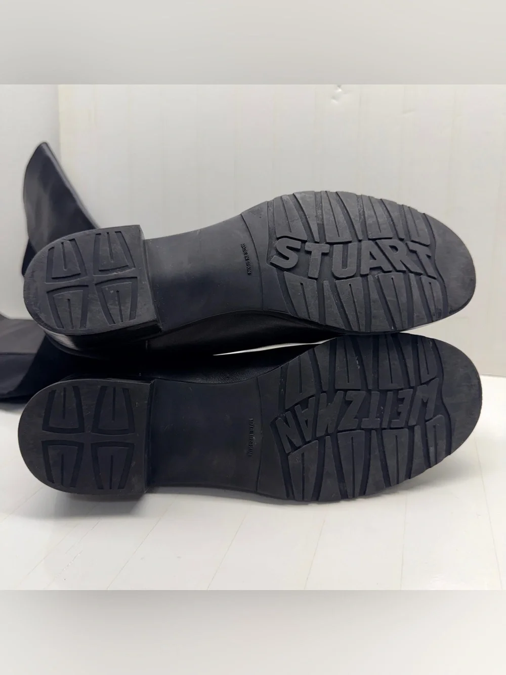 Stuart Weitzman 5050 Black Over-the-Knee Leather Boots, Size 9.5